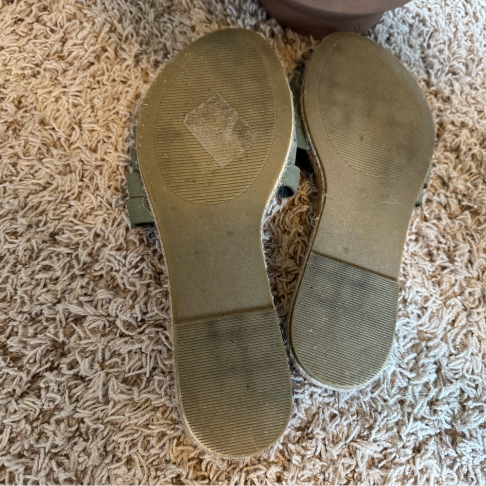 Green Leather Slide Sandals - Picture 2 of 2